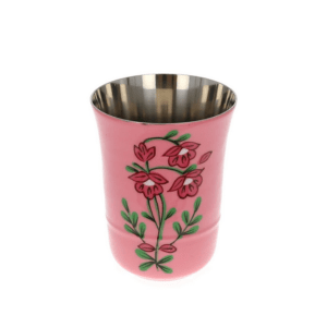 Gobelet métal fleurs rose
