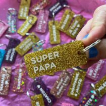 porte clefs paillettes super papa
