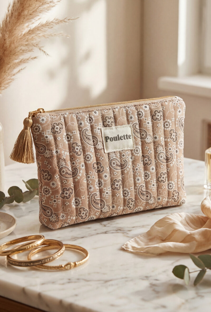 Pochette plate poulette beige