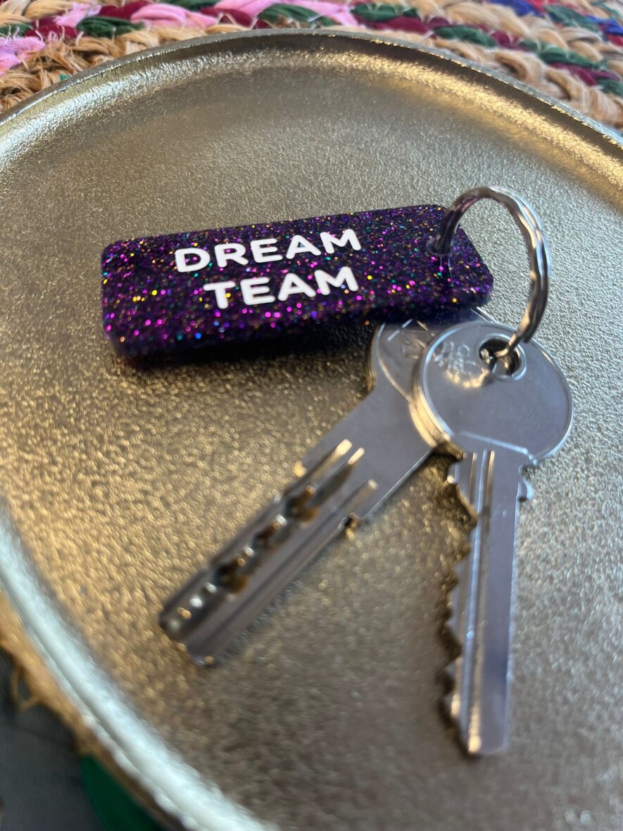 Porte-clefs paillettes Dream team