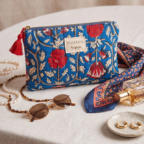 pochette maman parfaite bleu rouge