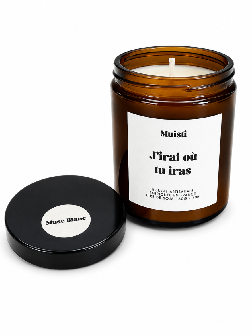 Bougie parfumée « J&rsquo;irai où tu iras » Musc Blanc
