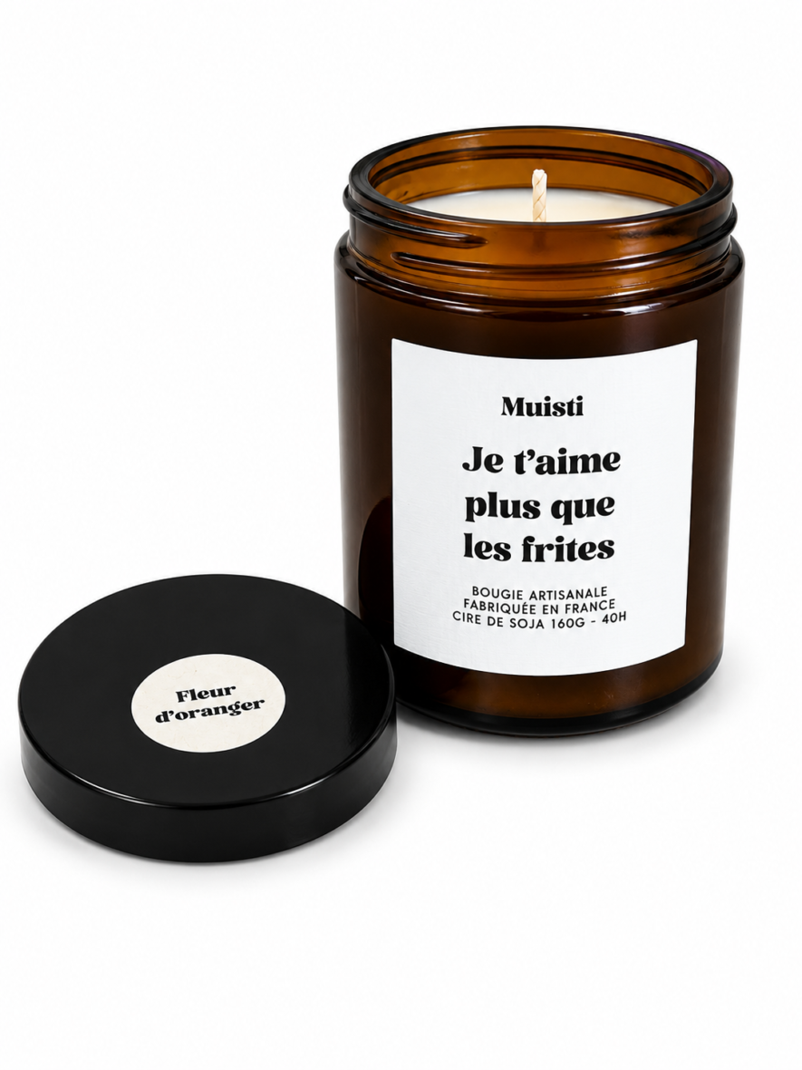 Bougie parfumée « Je t&rsquo;aime plus que les frites »