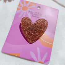 broche coeur paillettes dorée