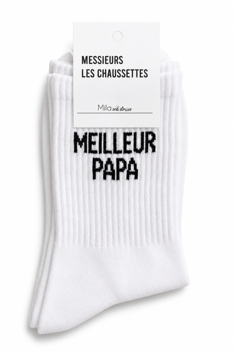 Chaussettes blanches homme « Meilleur papa »