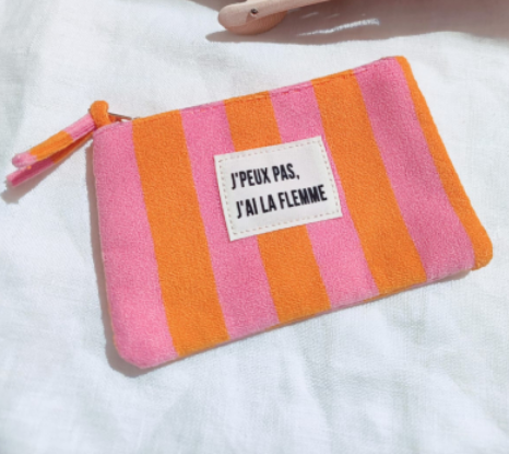 Petite pochette j’peux pas, j’ai la flemme – rose orange