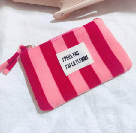 Petite pochette j’peux pas, j’ai la flemme – rose rouge