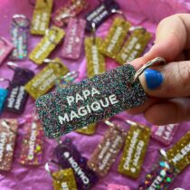 porte clefs paillettes papa magique