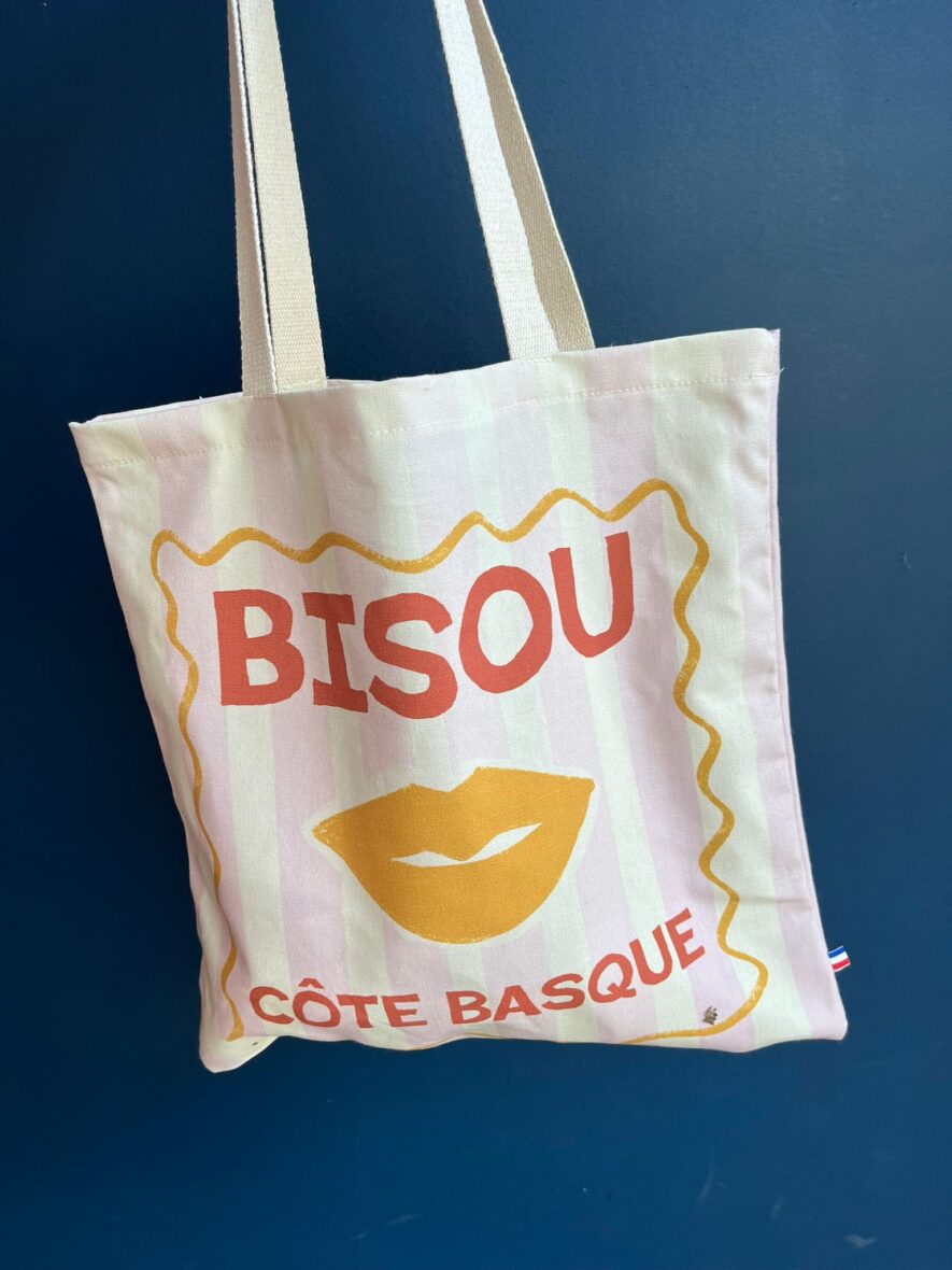 Totebag Bisou Côte basque – rose