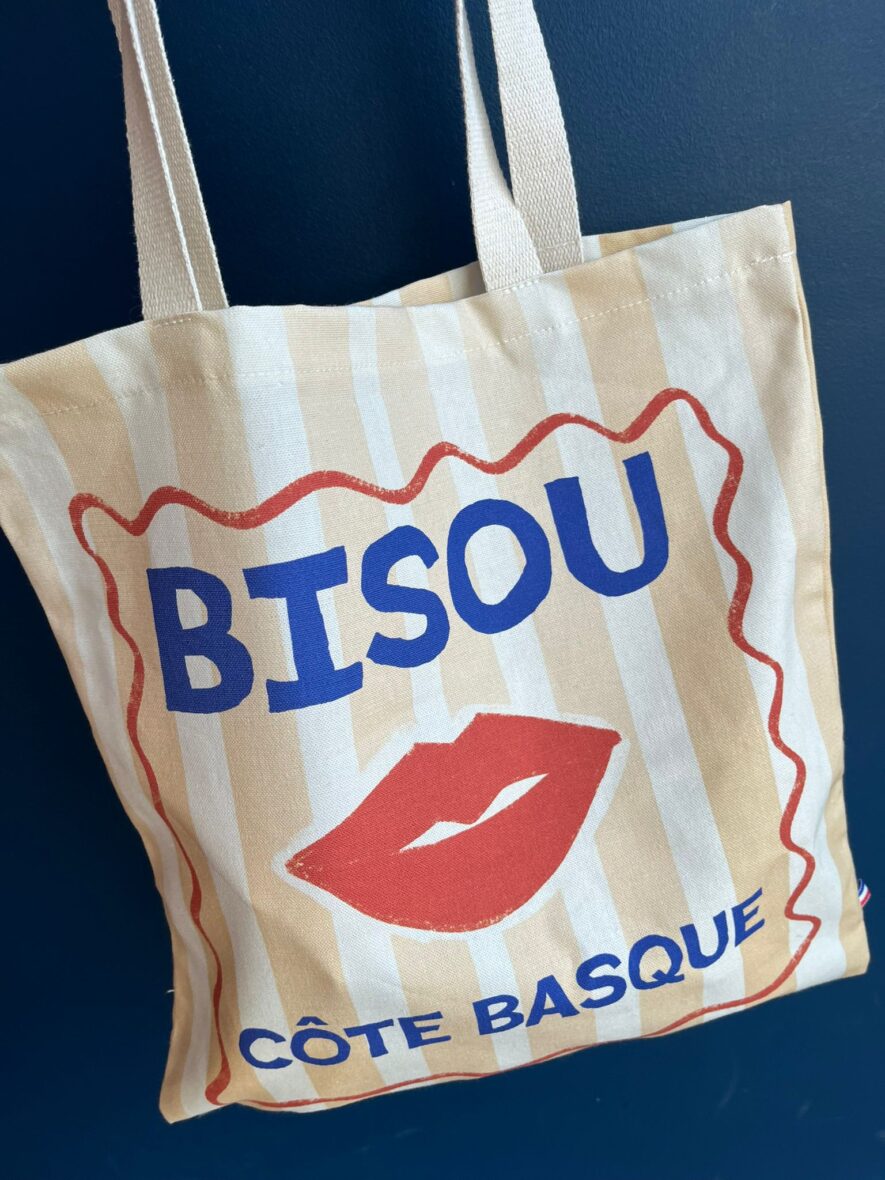 Totebag Bisou Côte basque – bleu roi