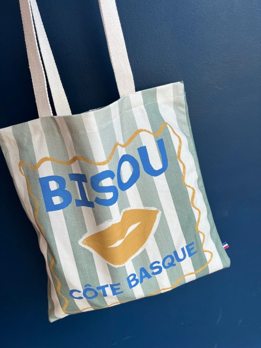 Totebag Bisou Côte basque – vert kaki