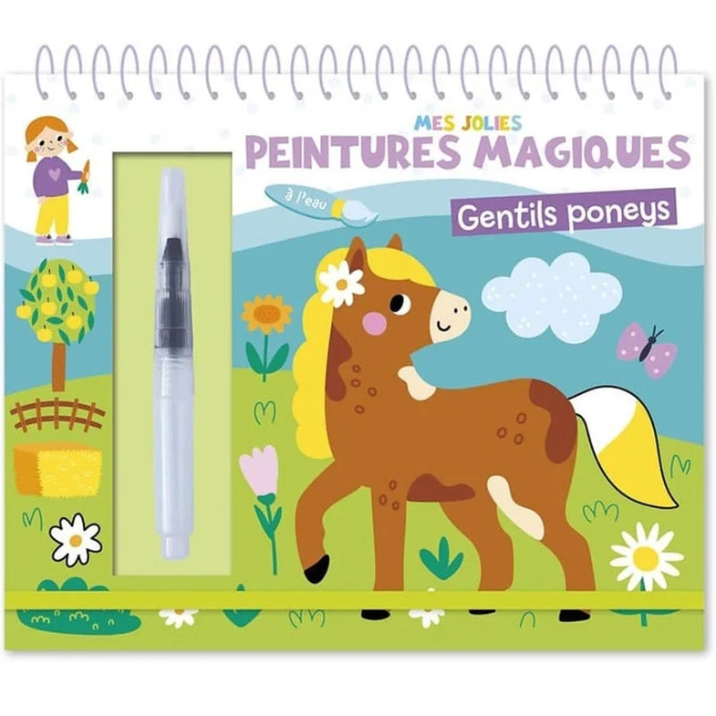 Peintures magiques gentils poneys avec pinceau à eau