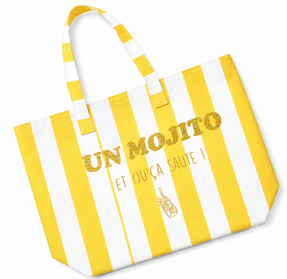 Cabas de plage  » un mojito et que ça saute ! »