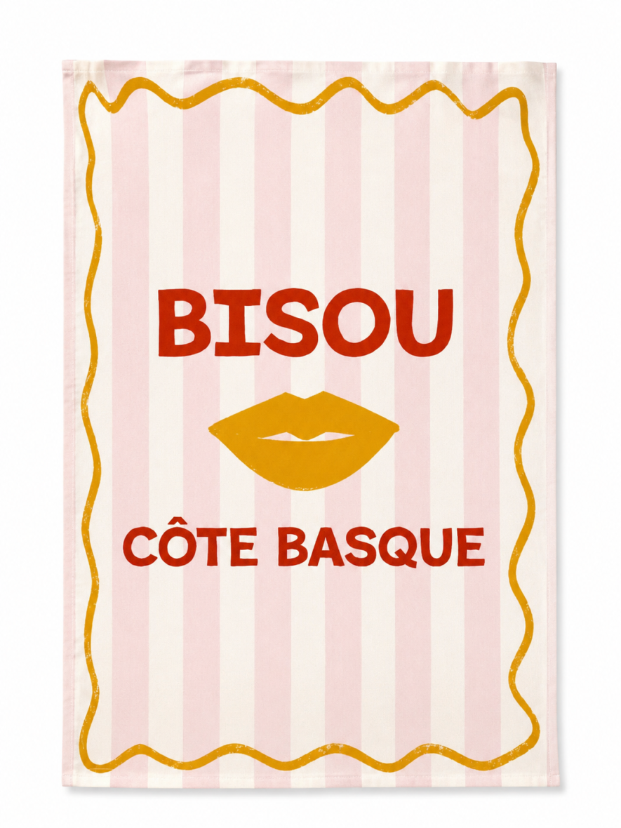 Torchon coton Bisou côte basque