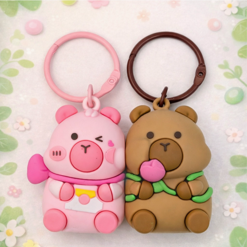 Duo porte-clés aimantés BFF Capybara kawaii