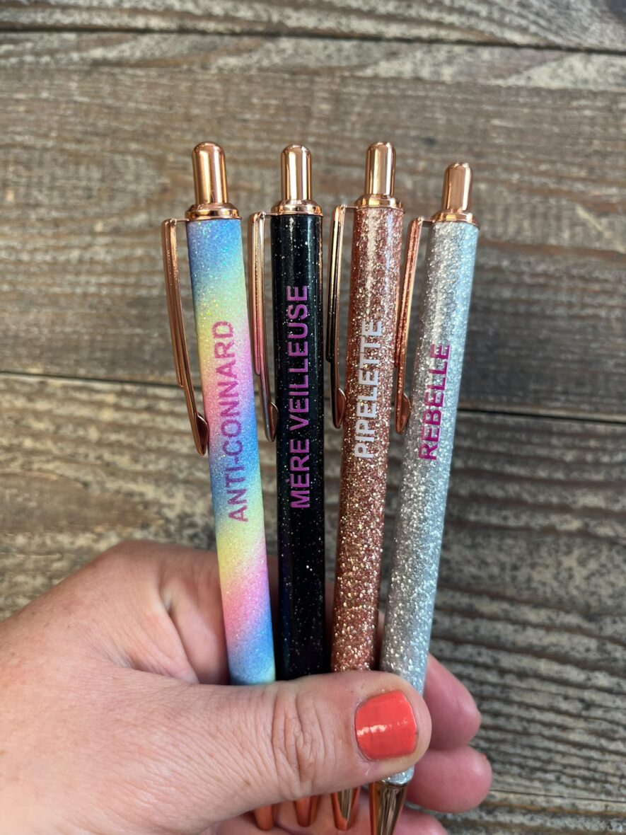 Stylo à paillettes à message – plusieurs modèles